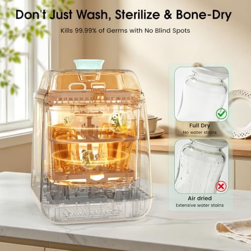 Tiny Marvels Baby Bottle Washer Pro, Bottle Washer & Sterilizer and Dryer, Upgraded Self-Cleaning Machine, 6-Bottle Capacity & Built-in Water Softener, 4-in-1 Sanitizer for Bottles Breast Pump Parts