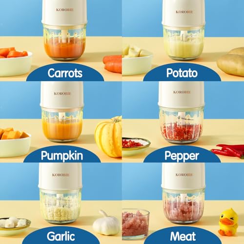 KOROBIE Baby Food Maker - Mini, White; Baby Food Processor for Fresh & Nutritious Meals; Blends Fruits, Veggies, Meats; Easy to Use & Clean; BPA-Free, Dishwasher Safe