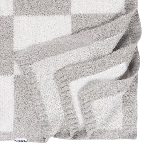 Gerber Unisex Baby Cozy Soft Silky Mink Checkerboard Grid Blanket, Tan Check, One Size