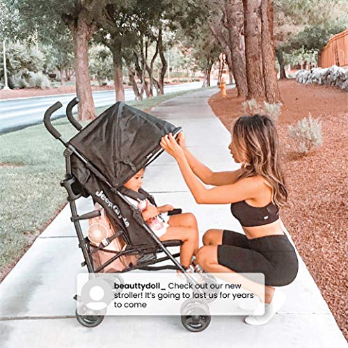 Jeep PowerGlyde Plus Stroller by Delta Children Lightweight Travel Stroller with Smoothest Ride, Aluminum Frame, 4-Position Recline, Extra Large Storage Basket, Black