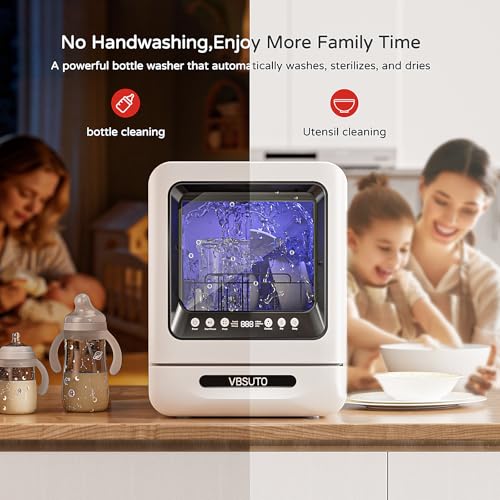 VBSUTO Baby Bottle Washer Pro,All-in-One Bottle Washer and Sterilizer and Dryer,Cleans 6 Baby Bottles Simultaneously,Baby Bottle Washer for Bottles, Pump Parts & Baby Essentials