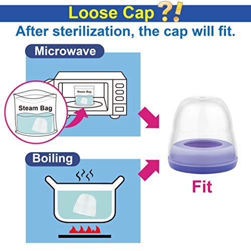 Maymom Dome Caps for Lansinoh Spectra Pigeon Wide-Mouth Collar Ring Compatible with Lansinoh Bottle Top Bottle Lid, 6pcs