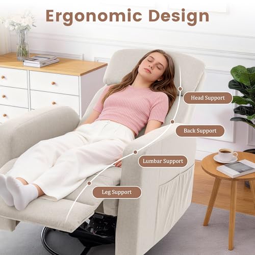 Korser Power Swivel Recliner Chairs for Adults, Electric Glider Rocking Chair Nursery, Glider Recliner Nursery Chair with Classified Side Pocket, Nursery Rocking Chairs with USB and Type-C Ports