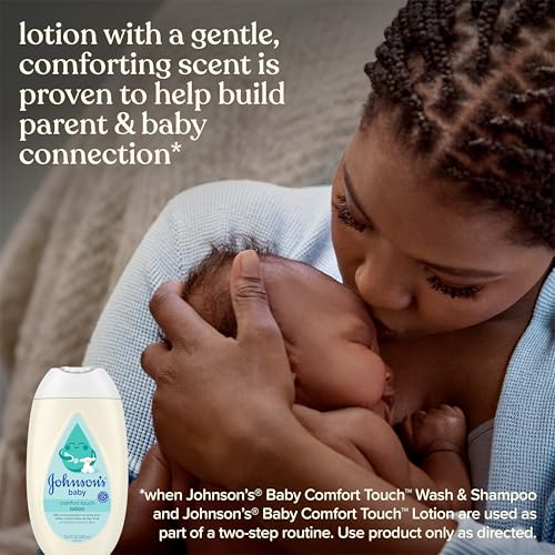 Johnson's Baby Comfort Touch Newborn Baby Face & Body Lotion, Silky Moisturizing Lotion, Baby Essentials, Hypoallergenic, No added Parabens &Dyes,13.6 fl. oz