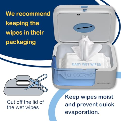 ChoserStar Baby Wipe Warmer and Dispenser Portable Heated Diaper Wipe Heater with Fast Heating, Larger Capacity, and Anti-Dry Out (with Charger Block)