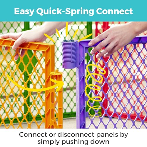 Toddleroo by North States - Superyard Colorplay Ultimate Play Yard: Freestanding 6 Panel Baby Playpen - Indoor/Outdoor Use - Made in USA - Encloses Up to 18.5 Square Feet - 26 Inches Tall - Colorplay