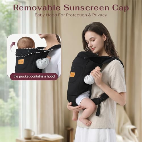 Shiaon Baby Carrier Newborn to Toddler(8-30lbs), Toddler Carrier Baby Holder Carrier with Adjustable Shoulder Strap, Chest Carriers, Black