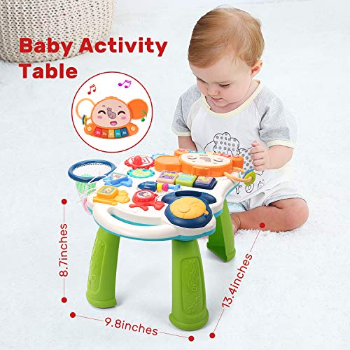 CUTE STONE Sit to Stand Learning Walker, 2 in 1 Baby Push Walker, Early Educational Child Activity Center, Multifunctional Removable Play Panel, Baby Music Learning Toy Gift for Infant Boys Girls