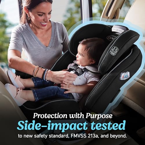 Graco Grows4Me 4-in-1 Convertible Car Seat, 10 Years of Use - Infant Car Seat to Toddler, 4 Stages of Use - Rear Facing, Forward Facing, High Back Booster, Backless Booster Seat, West Point Design