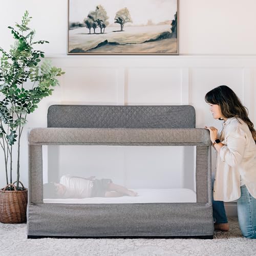 Baby Delight Lunaire Full Size Crib | Breathable Mesh Baby Crib | Tool-Free Assembly Baby Bed | Charcoal Tweed