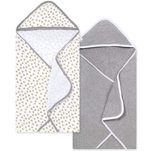 Burts Bees Baby Infant Hooded Towels, Unisex Bath Essentials and Newborn Necessities, Soft Nursery Towel with Hood Set, Size 29 x 29 Inch