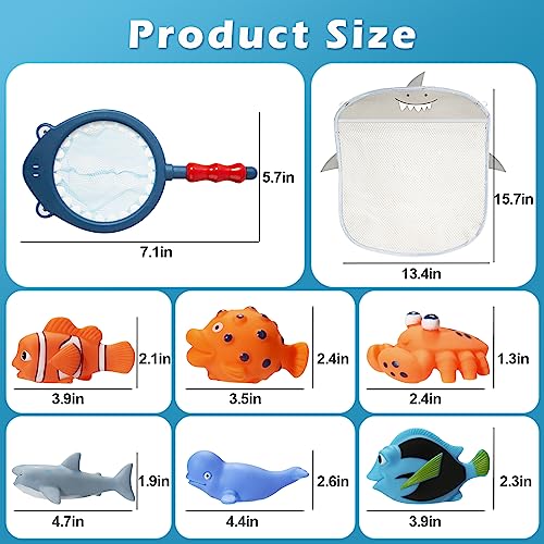 No Hole Mold Free Baby Bath Toys for Kids Ages 1-3, Water Toys for 6-12 Months Infants with Storage Bag, Baby Shark Toys for Pool, Bathtub, Beach, Shower, Tub,Ideal Gifts for Kids Boys and Girls