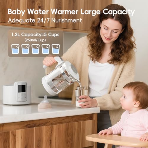 Instant Water Warmer, Baby Bottle Warmer with Faster Cooling Fan and LCD Display, Baby Milk Warmer, Electric Kettle with 6 Temperature Control Presets, Breastmilk Warmer, Boil Tea, Coffee