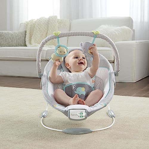 Ingenuity Soothing Baby Bouncer Infant Seat with Vibrations, -Toy Bar & Sounds, 0-6 Months Up to 20 lbs (Morrison)