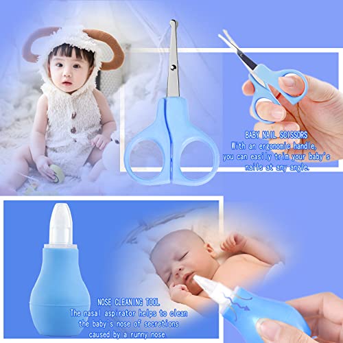 ZELINYE Baby Care Kits,Baby Grooming Kit,10 in 1 Newborn Essentials Must Haves,Baby Nail Clippers Baby Brush Baby Comb Earpick Nose Cleaning Tool Baby Nail File Nursing Baby Kit （Blue）