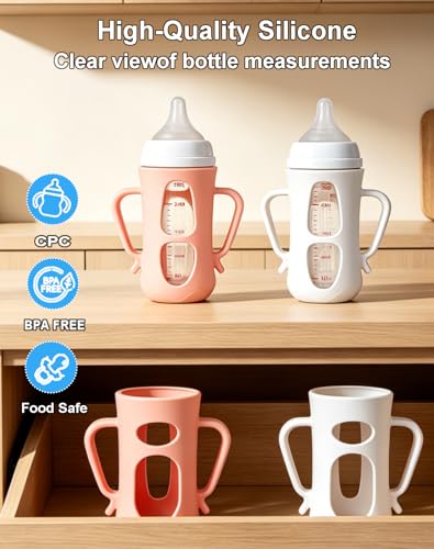 Silicone Sleeves for Pigeon Glass Bottles – 2 Pack Baby Bottle Sleeve with Easy-Grip Handles, Shock-Absorbing Anti-Breakage Cover, Food-Grade BPA-Free Silicone Holder for 8.1oz Pigeon Bottles