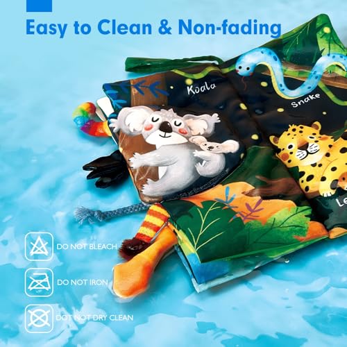 hahaland Baby Books 0-6 Months,Infant Tummy Time Toy Sensory Toys 6 to 12 Months Touch Feel Book Travel Toy Gifts for Boy Girl 0-3 Month Baby Shower Birthday Easter Basket Stuffers (Single)