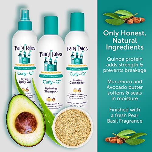 Fairy Tales Curly Q Kids Styling Spray Gel – Paraben, Sulfate, Gluten, and Nut Free – For all Types of Curls Including Multi Cultural Hair – 8oz.