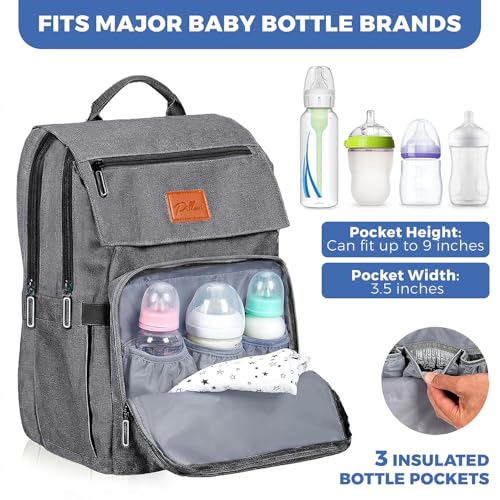 Pillani Baby Diaper Bag Backpack - Baby Bag for Girls & Boys, Large Waterproof Diaper Backpack - Baby Shower Gifts for Boys & Registry Must Haves - Travel Diaper Bags with Changing Pad - Newborn Stuff
