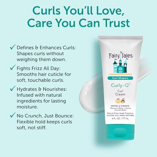 Fairy Tales Curly Q Kids Curl Cream – Lightweight Curl Crème for Curly and Wavy Hair Kids - Paraben, Sulfate, Gluten and Nut Free - 6 oz