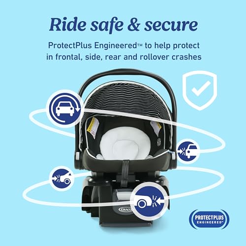 Graco® SnugRide Lite LX Infant Car Seat, Lightweight Rear-Facing Seat for Babies 4–30 lb, 4-Position Adjustable Base, LATCH Installation & ProtectPlus Engineered, Studio