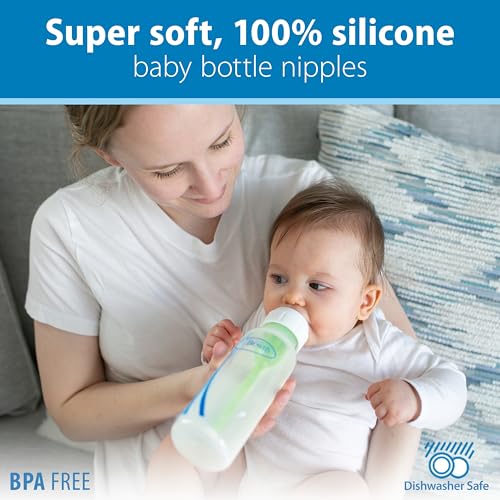 Dr. Brown's Natural Flow Anti-Colic Options+ Narrow Baby Bottle, 4 oz/120 mL, with Level 1 Slow Flow Nipple, Pink, 0m+, 4 Pack