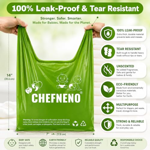 Baby Diaper Bag Disposable Biodegradable Unscented Easy Tie Handles (500 Bags) Made w/EPI Additive Bulk Diaper Sacks Dog Poop Waste Bags Cat Litter Clump & Poop Bags Sanitary Pad Waste Bags (500 ct.)