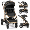 INFANS 2 in 1 Baby Stroller, Folding Newborn Pram Convertible Stroller Bassinet for Infant Foldable High Landscape Shock Absorption with Reversible Seat Aluminum Structure for Pushchair