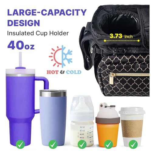 XOMIXA Stroller Organizer with Cup Holders – 9-in-1 Universal Baby Stroller Caddy with Large Pockets, Detachable Pouch & Pacifier Bag, Hooks & Adjustable Reflective Straps, Fits Most Strollers.