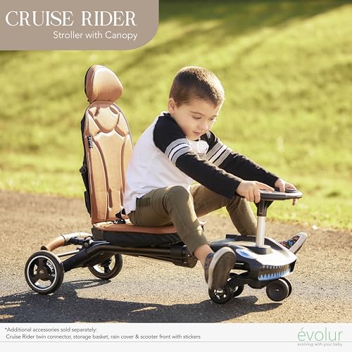 Evolur Cruise Rider Stroller with Canopy, Lightweight Umbrella Stroller with Compact Fold, Easy to Carry Travel Stroller - Cognac