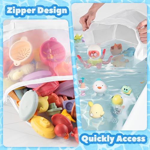 UNEEDE Bath Toy Organizer,4 Gallons Bathtub Toy Storage Organizer,Quick Access Bath Toy Holder For Bathtub,Baby Organizer,Quick Dry Baby For Tub,Mesh Shower Caddy
