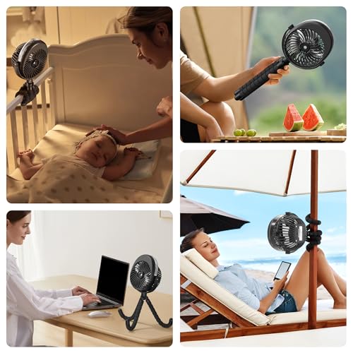 Baby Stroller Fan, Misting Fan Portable, Baby Boy Newborn Essentials Must Haves, Mist Cooling Spray Fans for Car Seat 4000mah Rechargeable, Camping Travel Beach Disney World Essentials Registry Gift