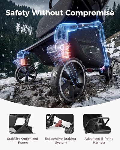 Momcozy Tuckgo Travel Stroller, Carry-On Compatible, Ultra Compact Stroller for Toddler, Reclining Seat, UPF 50+ Canopy, Adjustable Leg Rest, 33L Extra-Large Storage, Stroller Travel Bag Included