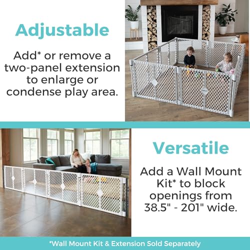 Toddleroo by North States - Superyard Baby Play Yard: Freestanding 6-Panel Baby Playpen - Indoor or Outdoor Use - Made in USA - Encloses Up to 18.5 Square Feet - 26 Inches Tall - Light Gray