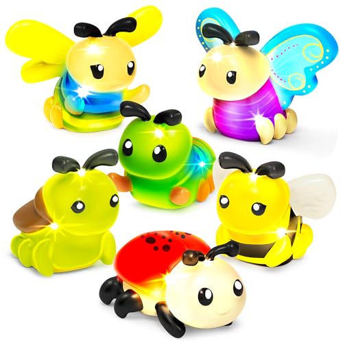 Tub Works® Bugs™ Light Up Bath Toys, 6 Pack | Water-Activated Light Up Toys Flash & Change Color | Easy-Grip Baby Girl & Toddler Bath Toys | Glow Bugs for Kids | Sensory Bathtub Toys with Bath Lights