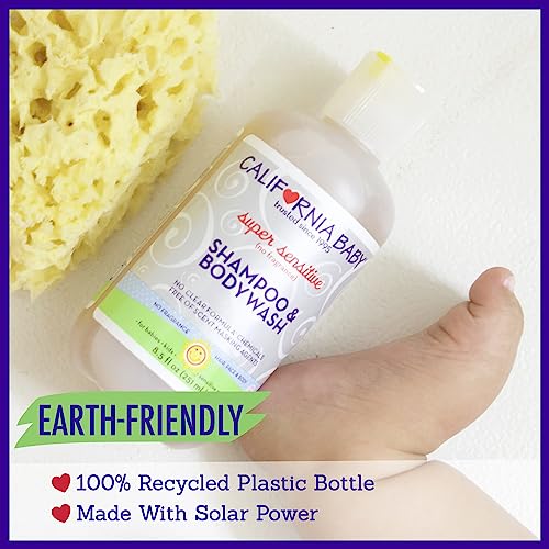 California Baby Super Sensitive Baby Shampoo + Baby Wash | 100% Plant-Based | Unscented Body Wash For Sensitive Skin | Hypoallergenic | 251mL / 8.5 oz