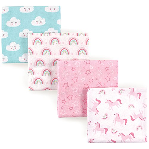 Luvable Friends Unisex Baby Cotton Flannel Receiving Blankets, Rainbow 4-Pack, One Size