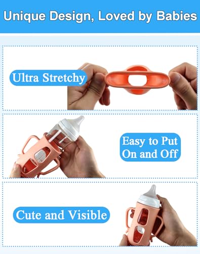 Silicone Sleeves for Pigeon Glass Bottles – 2 Pack Baby Bottle Sleeve with Easy-Grip Handles, Shock-Absorbing Anti-Breakage Cover, Food-Grade BPA-Free Silicone Holder for 8.1oz Pigeon Bottles