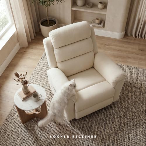 FLEXISPOT Souffle-Pro Swivel Rocker Recliner Chair with Nightlight, Power Nursery Glider Recliner with Massage & Heat, Adjustable Headrest, Oeko-TEX Fabric, Ideal for Nursery & Home Relaxation, Cream
