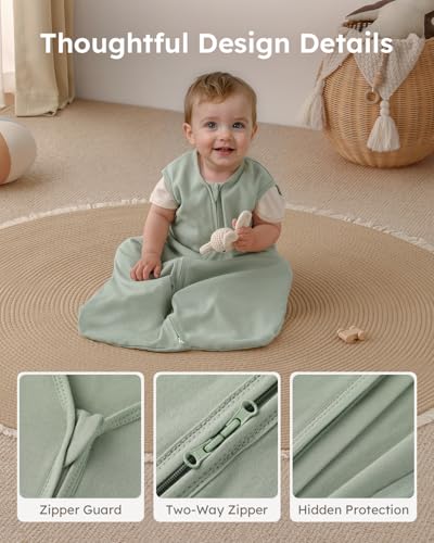 Yoofoss Baby Sleep Sack 6-12 Months Wearable Blanket for Babies 100% Organic Cotton 2-Way Zipper TOG 0.5 Toddler Sleeping Sack 3 Pack, Soft Lightweight Sleep Sacks