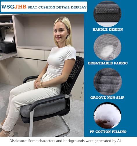 Adult Booster Seat Cushion, Car Seat Cushions for Short People/Thick Office Chair Booster Seat Increase Field of View, for Trucks, Car, Office Chair, Home, Wheelchair,Angle Lift Seat Cushion (Grey)