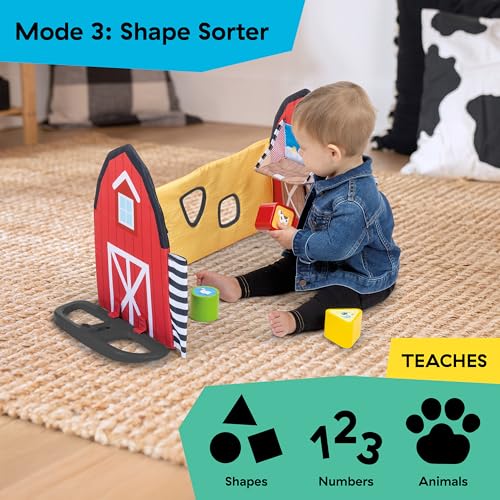 Baby Einstein Busy Barnyard Grow with Me Baby Play Gym - Extra Large Soft Play Mat with 8 Removable Toys Including 30+ Songs & Sounds to Support Motor Skills, Ages 0+ Months