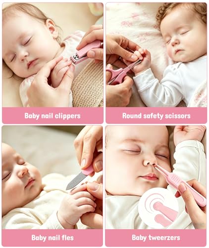 Baby Healthcare and Grooming Kit, Safety Newborn Nursery Baby Care Kit, with Hair Brush Comb, Nail Clipper, Thermometer, Pacifier Clip, Baby Registry Search, Baby Girl Boy Newborn Essentials