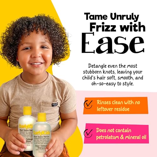 CurlyKids Textured Hair Care Set for Kids, Spray, Shampoo & Creme, 4 Pack