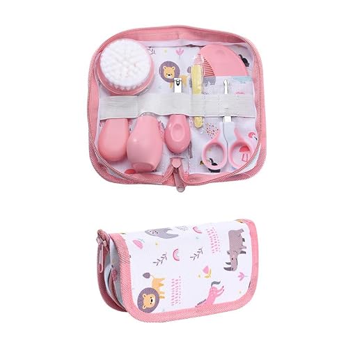 Baby Grooming Kit, Infant Safety Care Set with Hair Brush Comb Nail Clipper Nasal Aspirator,Baby Essentials Kit for Newborn Girls Boys (Pink)