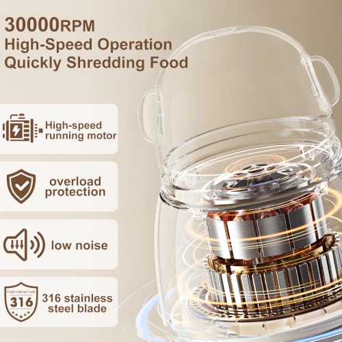 Swenteling Baby Food Maker, Creamy White Mini Baby Food Blender, 10oz Food Puree Maker, Small Baby Food Processor for Fruit Vegetable Meat, 8-Second Quick Soft Food Prep，BPA-Free