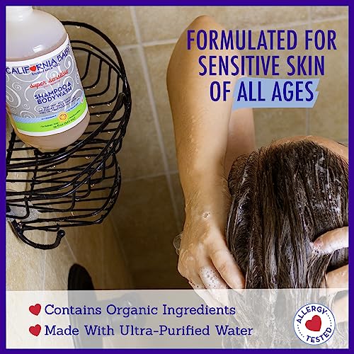 California Baby Super Sensitive Baby Shampoo + Baby Wash | 100% Plant-Based | Unscented Body Wash For Sensitive Skin | Hypoallergenic | 251mL / 8.5 oz