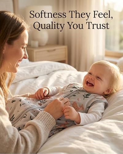TURMEWU 3 Pack Baby Sleep Sack 0-6 Months 100% Organic Cotton, 0.5 TOG Lightweight Wearable Blanket, 2-Way Zipper Sleeping Bag, Cotton&Fawn&Grey