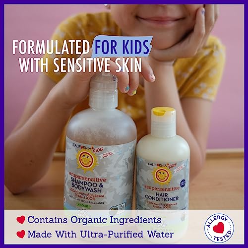 California Kids Shampoo + Body Wash | Super Sensitive Unscented | Gentle Skin Care for Kids + Teens | 100% Plant-Based | Hypoallergenic | 8.5 oz