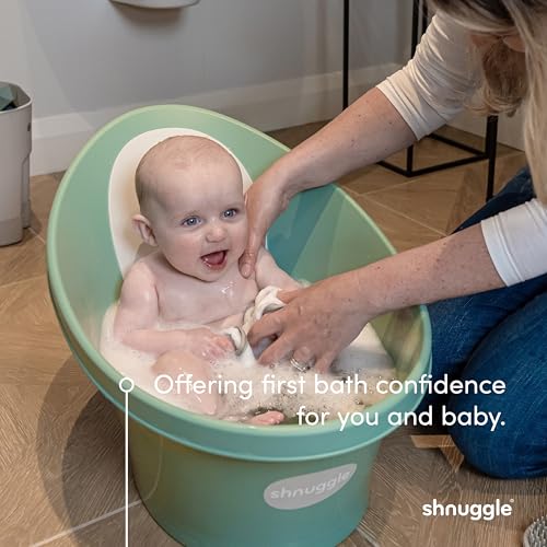 Shnuggle Newborn Baby Bath | Built in Support Bump and Soft Backrest | Suitable from Newborn | Bath Seat Support Includes Plug | Taupe